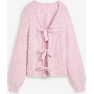 Dubbelzijdig grof gebreid vest met strikjes