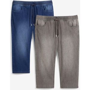 3/4 instap stretch jeans, straight,regular fit ( set van 2)