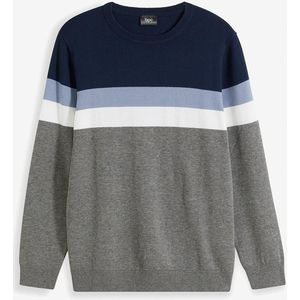Fijn gebreide trui met colourblocking en katoen