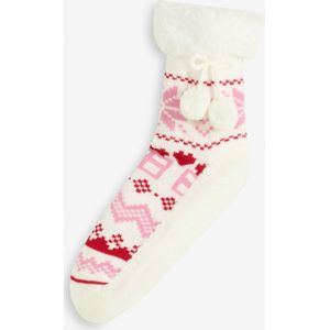 Huissokken met teddy voering en aangenaaide zool