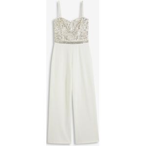 Bruidsjumpsuit - Crêpe - Met Structuur en Parelborduursel