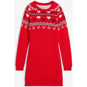 Gebreide meisjes jurk met Noors patroon