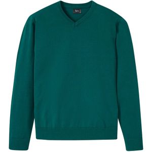 Fijngebreide trui met V-hals in een zachte katoenmix