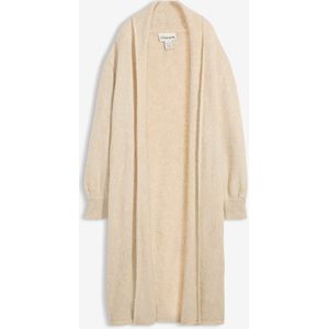 Lang gebreid vest in harige look