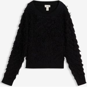 Grof gebreide trui met franjes