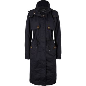 Lange trenchcoat met capuchon, getailleerd, licht gewatteerd