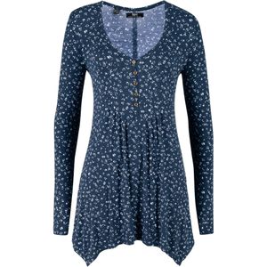 Puntig toelopend jersey shirt, halflange mouw