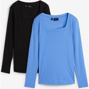 Longsleeve met carréhals (set van 2)