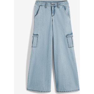 Cargo jeans mid waist, wid leg