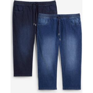 3/4 instap stretch jeans, straight,regular fit ( set van 2)