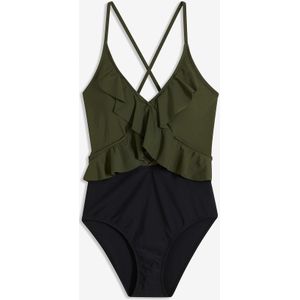 Badpak met cut-out en volants