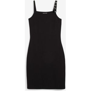 Jurk met bandjes en contrasterende zoom