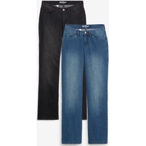 Mid waist jeans, straight (set van 2)