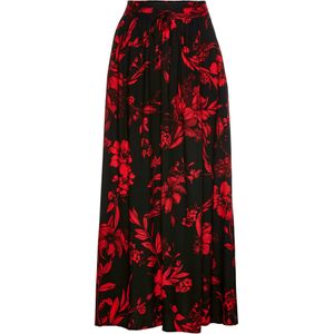 Viscose maxi rok met comfortband en strikkoordjes