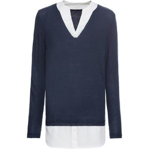 Trui met blouse-inzet