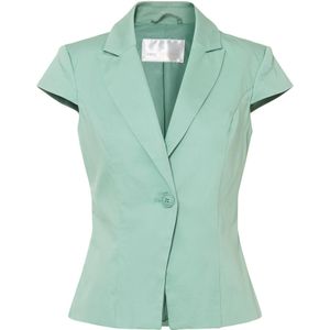 Blazer van katoen-satijn met korte mouwen