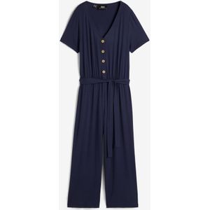 Jersey jumpsuit met V-hals, korte mouw