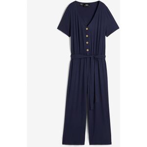 Jersey jumpsuit met V-hals, korte mouw