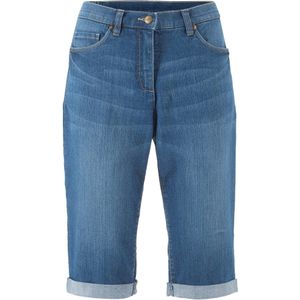 Stretch jeans bermuda met omslag