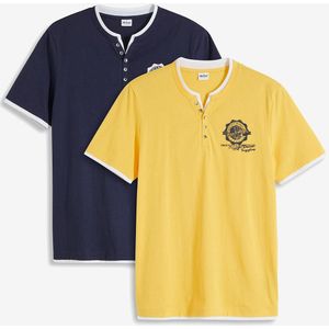 Henley shirt met korte mouwen (set van 2), van biologisch katoen