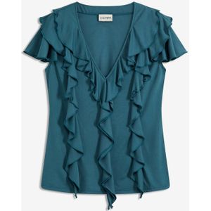 Shirt met volants van een zachte modal-mix