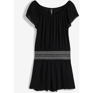 Crinkle playsuit met borduursel