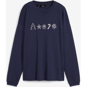 Kerst longsleeve met borduursel, oversized