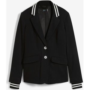 Blazer van katoen-jersey met gestreepte details