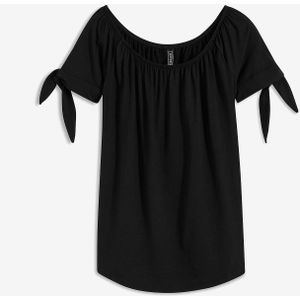 Carmen-shirt met knoopdetail
