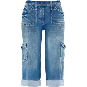 Stretch cargo jeans, mid waist
