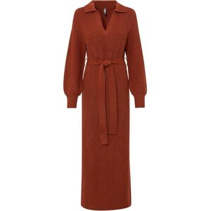 Gebreide maxi jurk met ceintuur (2-dlg. set)