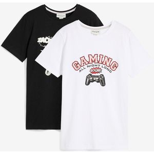 T-shirt (set van 2) met biologisch katoen