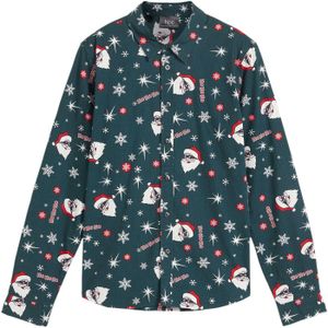 Jongens overhemd met kerstprint, slim fit