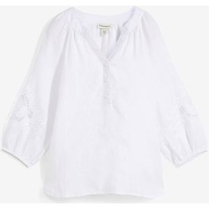Tuniek van puur linnen, met broderie anglaise