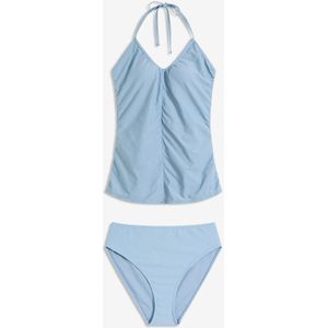 Halter tankini (2-dlg. set) met rimpels