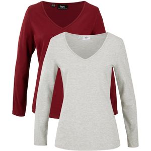 Longsleeve met V-hals (set van 2)
