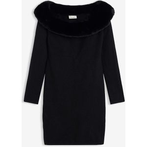 Gebreide jurk met rand van imitatiebont