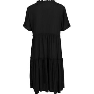 Knielange viscose crinkle jurk met strikkoordjes