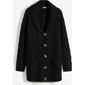 Vest met sjaalkraag en kabelpatroon