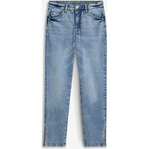 Cropped jeans met siersteentjes