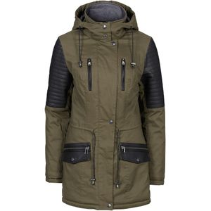 Parka met imitatieleer