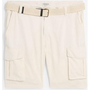 Cargo bermuda met linnen en riem, regular fit