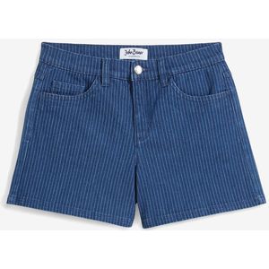 Gestreepte jeans short, mid waist