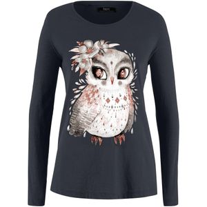 Katoenen longsleeve met uilenprint