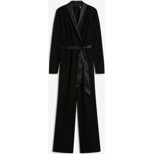 Jumpsuit van gestructureerde crêpe en satijnen inzetstuk