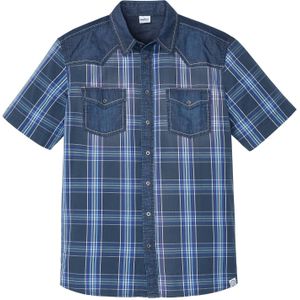 Overhemd met denim details en korte mouwen