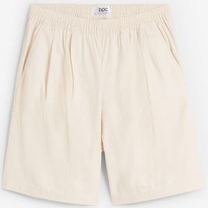 Wijde short met bandplooien, linnen en high waist comfortband