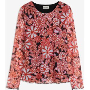 Gedessineerde mesh longsleeve