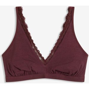 Geribde bralette met biologisch katoen en kant