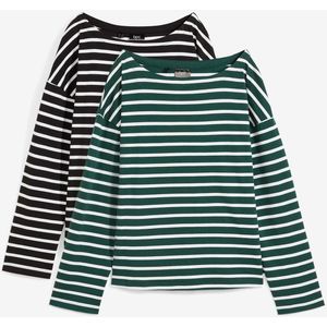 Longsleeve van biologisch katoen met boothals (set van 2)